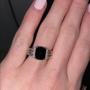 Petite Wheaton Ring in Black Onyx and Diamonds
